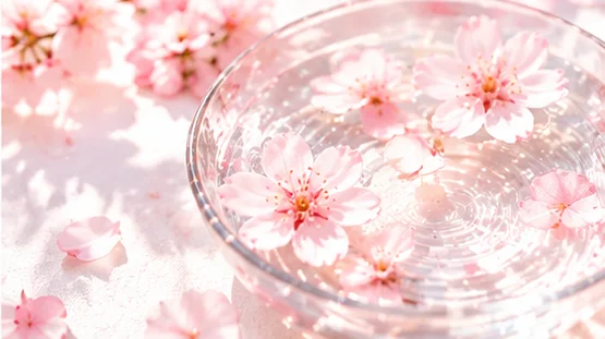 水に浮かぶ桜の花